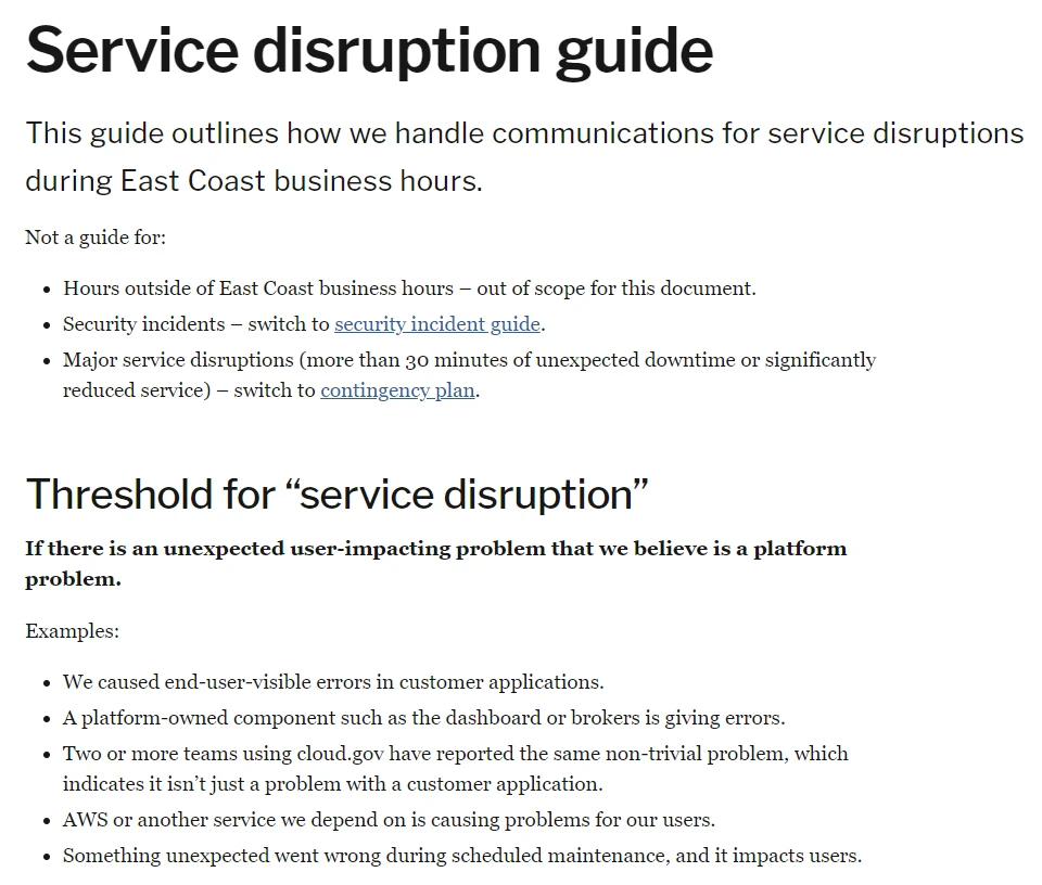 图1 Cloud.Gov的服务Disruption指导